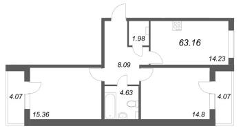 2 ккв № 65 Корп.: 4 , Секция 5  в ЖК АРО