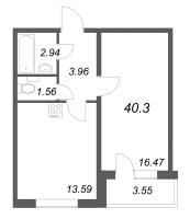 1 ккв № 2 Корп.: 4 , Секция 1  в ЖК АРО