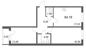 3 ккв (Евро) № 49 Корп.: 4 , Секция 4  в ЖК АРО