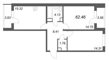 3 ккв (Евро) № 72 Корп.: 4 , Секция 5  в ЖК АРО