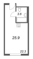 Студия № 1312 Корп.: 1 , Секция 1  в ЖК ARTSTUDIO M103