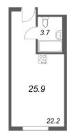 Студия № 1212 Корп.: 1 , Секция 1  в ЖК ARTSTUDIO M103