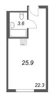 Студия № 1414 Корп.: 1 , Секция 1  в ЖК ARTSTUDIO M103