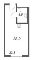 Студия № 1308 Корп.: 1 , Секция 1  в ЖК ARTSTUDIO M103