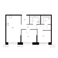 3 ккв (Евро) № 4.4.2 Корп.: 1 , Секция 4  в ЖК Аэронавт