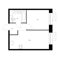 2 ккв (Евро) № 1.14.3 Корп.: 1 , Секция 1  в ЖК Аэронавт