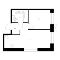 2 ккв (Евро) № 1.2.5 Корп.: 1 , Секция 1  в ЖК Аэронавт