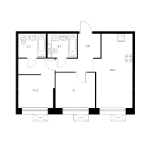 3 ккв (Евро) № 4.12.3 Корп.: 1 , Секция 4  в ЖК Аэронавт