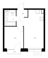 2 ккв (Евро) № 1.9.2 Корп.: 4 , Секция 1  в ЖК Аэронавт