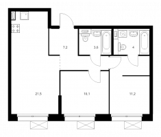 3 ккв (Евро) № 5.3.3 Корп.: 4 , Секция 5  в ЖК Аэронавт