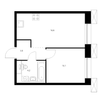 2 ккв (Евро) № 5.10.1 Корп.: 1 , Секция 5  в ЖК Аэронавт