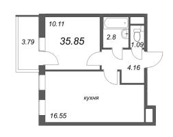 2 ккв (Евро) № 58з Корп.: 1 Уч. 12 , Секция з  в ЖК Аэросити Club