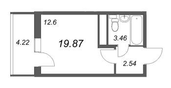 Студия № 46з Корп.: 1 Уч. 12 , Секция з  в ЖК Аэросити Club