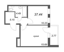 2 ккв (Евро) № 5ж Корп.: 1 Уч. 12 , Секция ж  в ЖК Аэросити Клаб