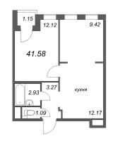 2 ккв (Евро) № 102и Корп.: 1 Уч. 12 , Секция и  в ЖК Аэросити Клаб