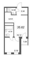 2 ккв (Евро) № 105и Корп.: 1 Уч. 12 , Секция и  в ЖК Аэросити Клаб