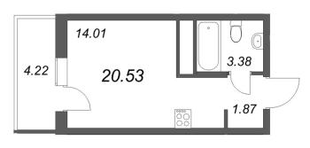 Студия № 40в Корп.: 1 , Секция 3  в ЖК Аэросити Лайф