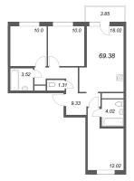 4 ккв (Евро) № 120в Корп.: 1 , Секция 3  в ЖК Аэросити Лайф