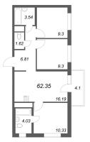 4 ккв (Евро) № 15а Корп.: 1 , Секция 1  в ЖК Аэросити Лайф