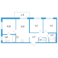 4 ккв (Евро) № 9в Корп.: 1 , Секция 3  в ЖК Аэросити Лайф
