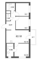 4 ккв (Евро) № 1а Корп.: 1 , Секция 1  в ЖК Аэросити Лайф