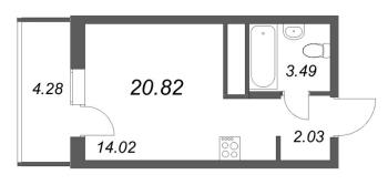 Студия № 118б Корп.: 1 , Секция 2  в ЖК Аэросити Лайф