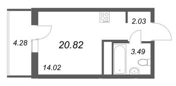 Студия № 38б Корп.: 1 , Секция 2  в ЖК Аэросити Лайф