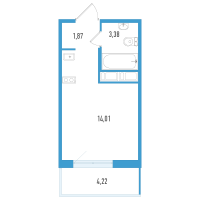 Студия № 19е Корп.: 1 , Секция 6  в ЖК Аэросити Life