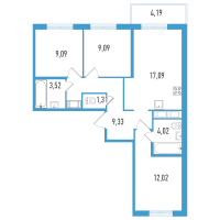 4 ккв (Евро) № 8е Корп.: 1 , Секция 6  в ЖК Аэросити Life