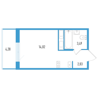 Студия № 118б Корп.: 1 , Секция 2  в ЖК Аэросити Life