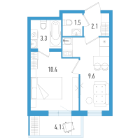 1 ккв № 4к Корп.: 3 Уч. 21 , Секция 10  в ЖК Аэросити