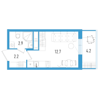 Студия № 18е Корп.: 3 Уч. 21 , Секция 6  в ЖК Аэросити