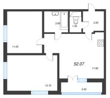 3 ккв (Евро) № 43н Корп.: 4 Уч. 17 , Секция 13  в ЖК Аэросити