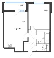 2 ккв (Евро) № 57к Корп.: 4 Уч. 17 , Секция 10  в ЖК Аэросити