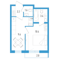 1 ккв № 3к Корп.: 3 Уч. 21 , Секция 10  в ЖК Аэросити