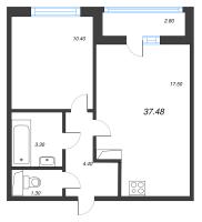 2 ккв (Евро) № 37д Корп.: 4 Уч. 17 , Секция 5  в ЖК Аэросити