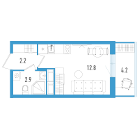 Студия № 14е Корп.: 3 Уч. 21 , Секция 6  в ЖК Аэросити