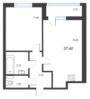 2 ккв (Евро) № 2л Корп.: 4 Уч. 17 , Секция 11  в ЖК Аэросити