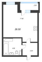 Студия № 44б Корп.: 4 Уч. 17 , Секция 2  в ЖК Аэросити