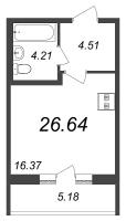 Студия № 3ж Корп.: 2 Уч. 22 , Секция 7  в ЖК Аэросити