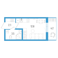 Студия № 4е Корп.: 3 Уч. 21 , Секция 6  в ЖК Аэросити