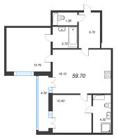 3 ккв (Евро) № 65е Корп.: 4 Уч. 17 , Секция 6  в ЖК Аэросити