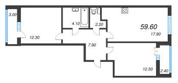 3 ккв (Евро) № 5ж Корп.: 4 Уч. 17 , Секция 7  в ЖК Аэросити