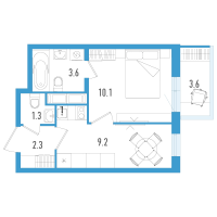 1 ккв № 25е Корп.: 3 Уч. 21 , Секция 6  в ЖК Аэросити