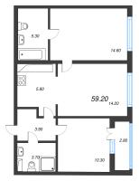 3 ккв (Евро) № 54з Корп.: 4 Уч. 17 , Секция 8  в ЖК Аэросити