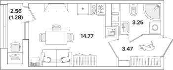 Студия № 449 Корп.: 2 , Секция 2  в ЖК Академик