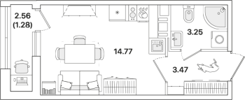 Студия № 462 Корп.: 2 , Секция 2  в ЖК Академик