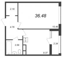 1 ккв № 287 Корп.: 1.3 , Секция 3  в ЖК Академик