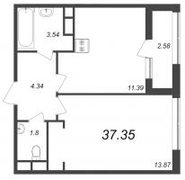 1 ккв № 49 Корп.: 1.1 , Секция 1  в ЖК Академик