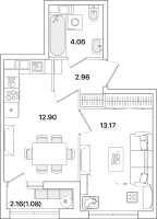 1 ккв № 566 Корп.: 3 , Секция 3  в ЖК Академик